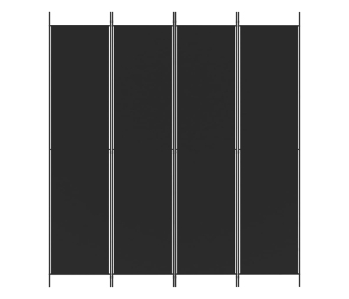 Biombo divisor de 4 paneles de tela negro 200x220 cm