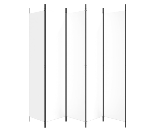 Biombo divisor de 5 paneles de tela blanco 250x220 cm