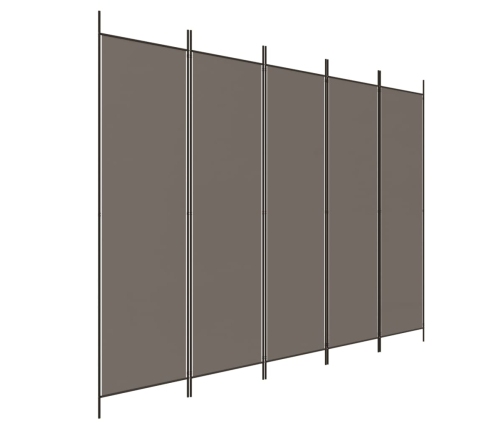 Biombo divisor de 5 paneles de tela gris antracita 250x220 cm