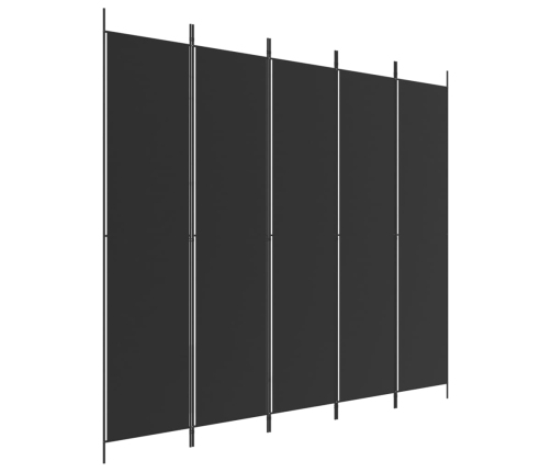 Biombo divisor de 5 paneles de tela negro 250x220 cm