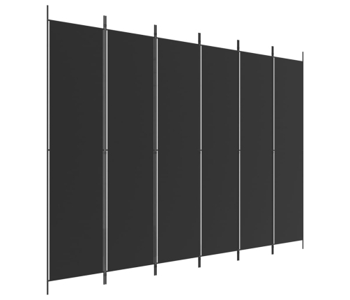 Biombo divisor de 6 paneles de tela negro 300x220 cm