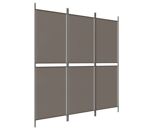 Biombo divisor de 3 paneles de tela gris antracita 150x180 cm