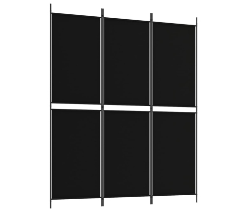 Biombo divisor de 3 paneles de tela negro 150x180 cm