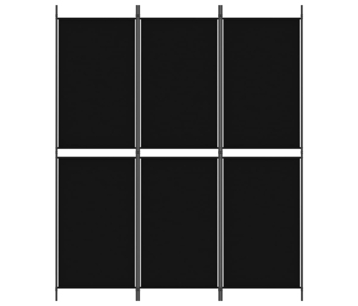 Biombo divisor de 3 paneles de tela negro 150x180 cm