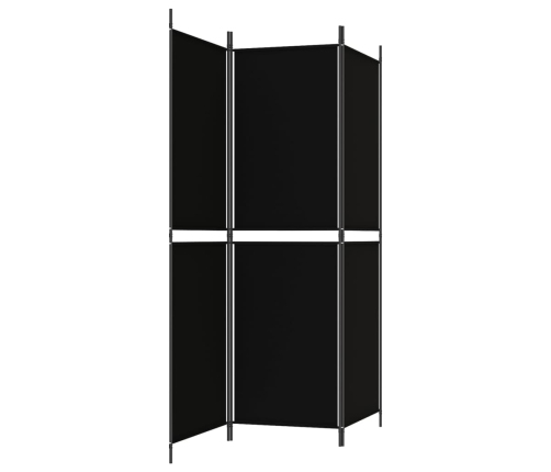 Biombo divisor de 3 paneles de tela negro 150x180 cm