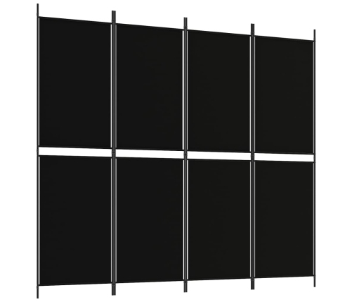 Biombo divisor de 4 paneles de tela negro 200x180 cm