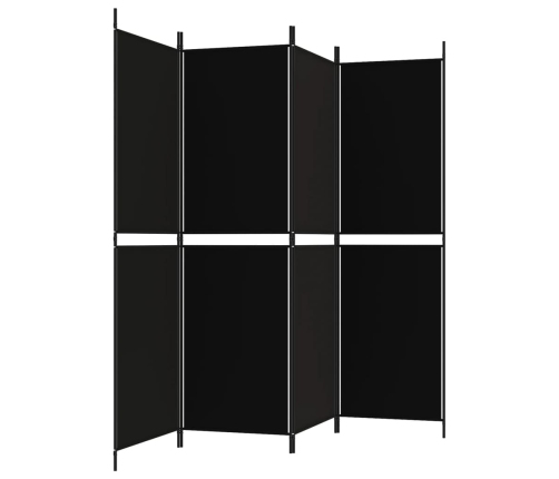 Biombo divisor de 4 paneles de tela negro 200x180 cm