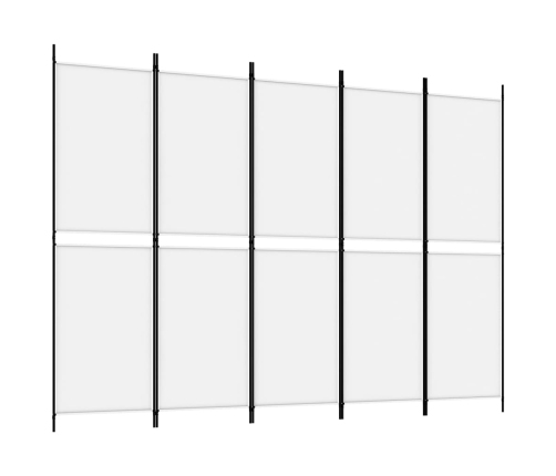 Biombo divisor de 5 paneles de tela blanco 250x180 cm