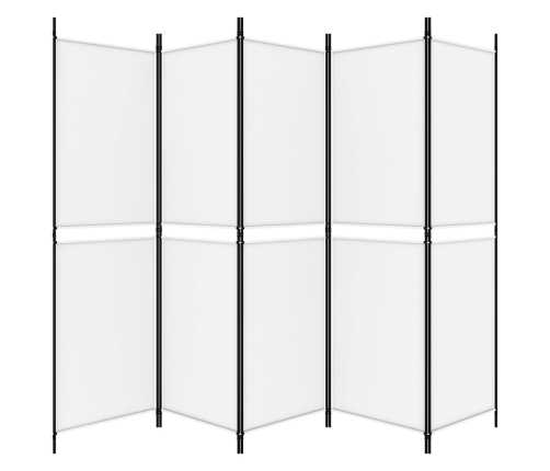 Biombo divisor de 5 paneles de tela blanco 250x180 cm