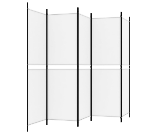 Biombo divisor de 5 paneles de tela blanco 250x180 cm