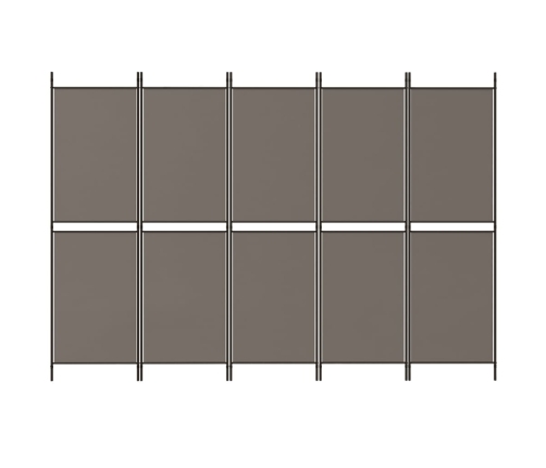 Biombo divisor de 5 paneles de tela gris antracita 250x180 cm