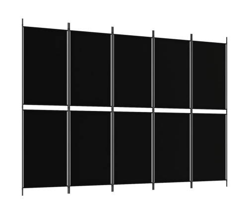 Biombo divisor de 5 paneles de tela negro 250x180 cm