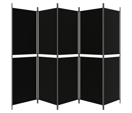 Biombo divisor de 5 paneles de tela negro 250x180 cm