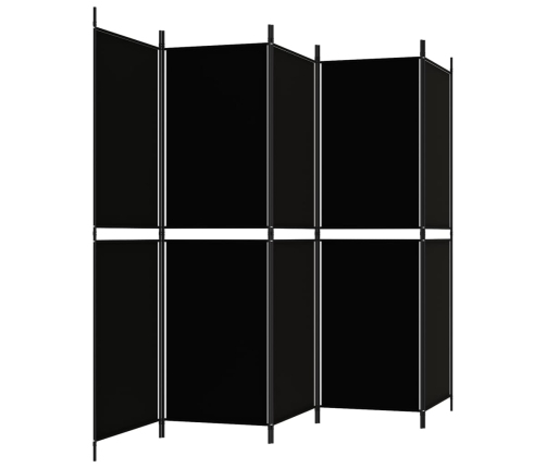 Biombo divisor de 5 paneles de tela negro 250x180 cm