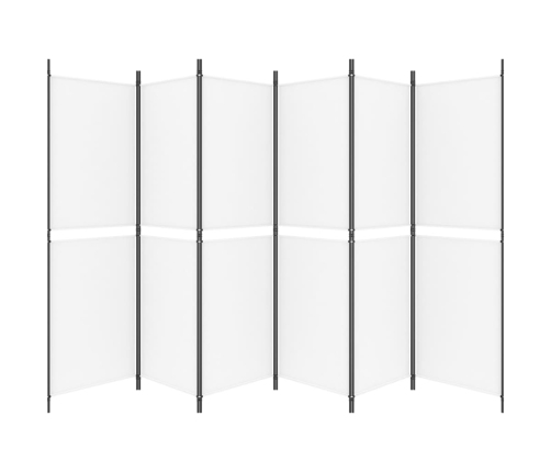 Biombo divisor de 6 paneles de tela blanco 300x180 cm