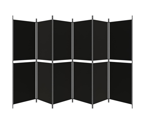 Biombo divisor de 6 paneles de tela negro 300x180 cm