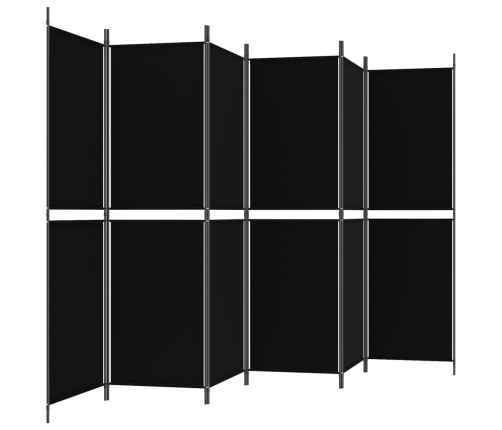 Biombo divisor de 6 paneles de tela negro 300x180 cm