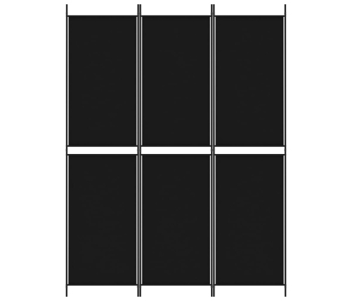 Biombo divisor de 3 paneles de tela negro 150x200 cm