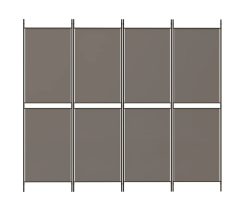 Biombo divisor de 4 paneles de tela gris antracita 200x200 cm