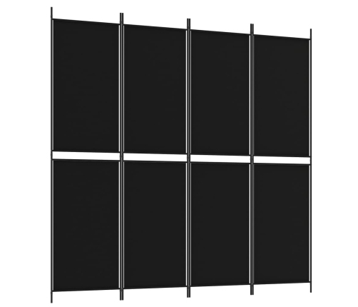 Biombo divisor de 4 paneles de tela negro 200x200 cm