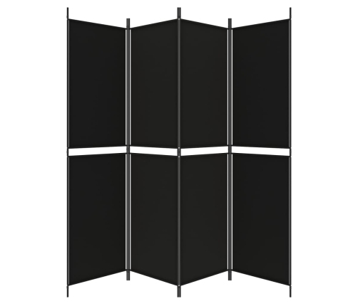 Biombo divisor de 4 paneles de tela negro 200x200 cm