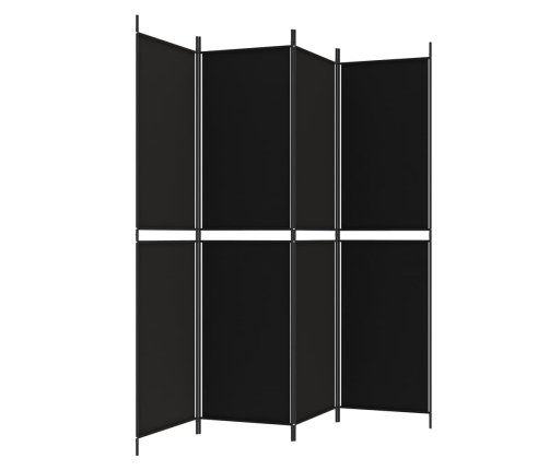 Biombo divisor de 4 paneles de tela negro 200x200 cm