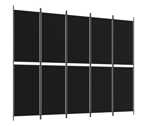 Biombo divisor de 5 paneles de tela negro 250x200 cm