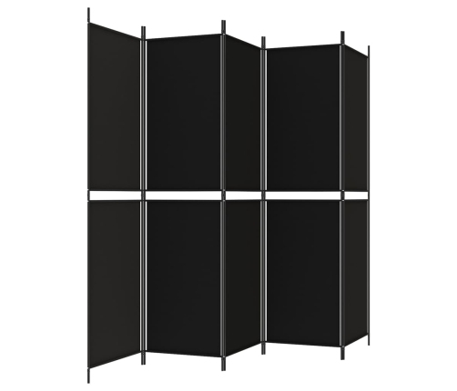 Biombo divisor de 5 paneles de tela negro 250x200 cm