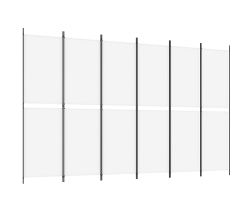 Biombo divisor de 6 paneles de tela blanco 300x200 cm