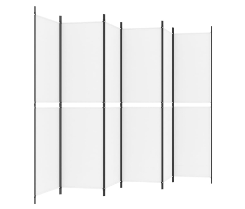 Biombo divisor de 6 paneles de tela blanco 300x200 cm