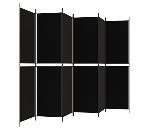 Biombo divisor de 6 paneles de tela negro 300x200 cm