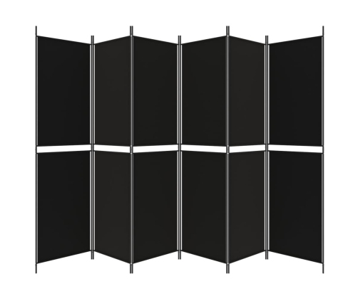 Biombo divisor de 6 paneles de tela negro 300x200 cm