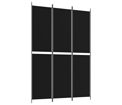 Biombo divisor de 3 paneles de tela negro 150x220 cm