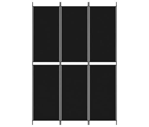 Biombo divisor de 3 paneles de tela negro 150x220 cm