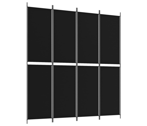 Biombo divisor de 4 paneles de tela negro 200x220 cm