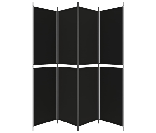 Biombo divisor de 4 paneles de tela negro 200x220 cm