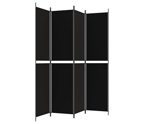 Biombo divisor de 4 paneles de tela negro 200x220 cm