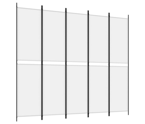 Biombo divisor de 5 paneles de tela blanco 250x220 cm