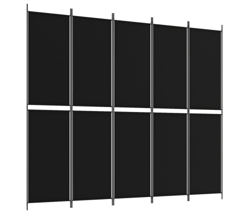 Biombo divisor de 5 paneles de tela negro 250x220 cm