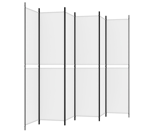 Biombo divisor de 6 paneles de tela blanco 300x220 cm