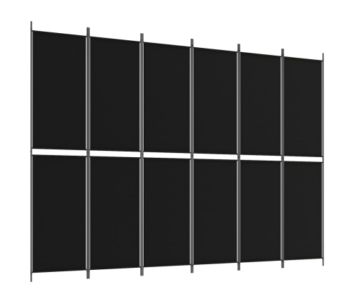 Biombo divisor de 6 paneles de tela negro 300x220 cm