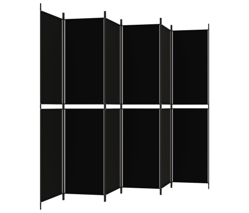 Biombo divisor de 6 paneles de tela negro 300x220 cm