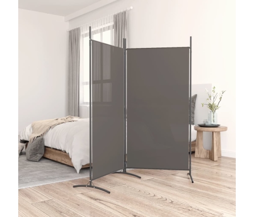 Biombo divisor de 2 paneles de tela gris antracita 175x180 cm