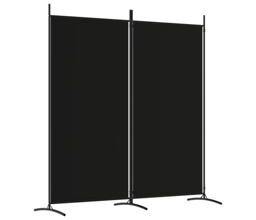 Biombo divisor de 2 paneles de tela negro 175x180 cm