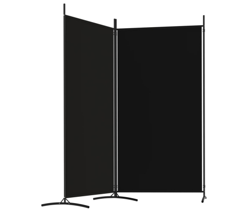 Biombo divisor de 2 paneles de tela negro 175x180 cm