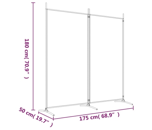 Biombo divisor de 2 paneles de tela negro 175x180 cm