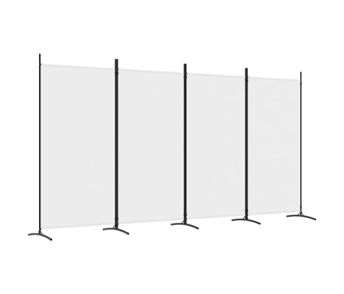 Biombo divisor de 4 paneles de tela blanco 346x180 cm