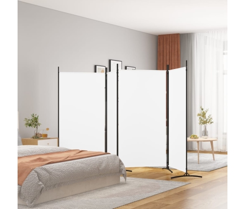 Biombo divisor de 4 paneles de tela blanco 346x180 cm