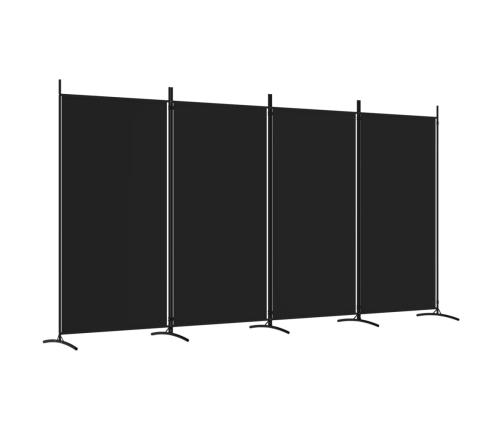 Biombo divisor de 4 paneles de tela negro 346x180 cm