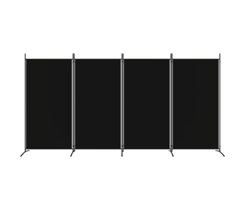 Biombo divisor de 4 paneles de tela negro 346x180 cm